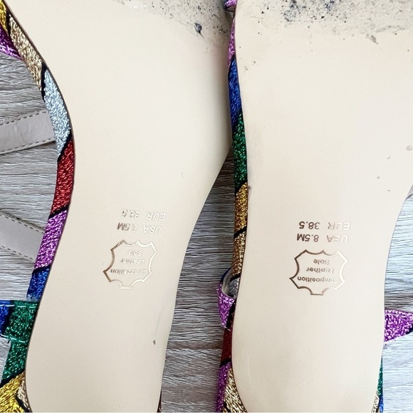 Nina Vanna Ankle Strap Evening Sandals Heels Rainbow Stripe Formal Size 8.5 - Picture 7 of 9